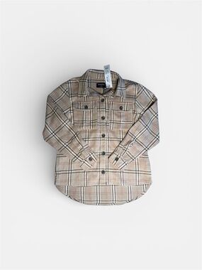 PINK-MINK Plaid Button-Up Coat - Beige and Pink